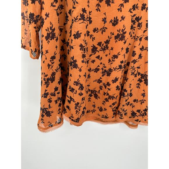 Urban Outfitters Kimchi Womens Orange Floral Mini Dress Size M Fall Feminine - Picture 4 of 10